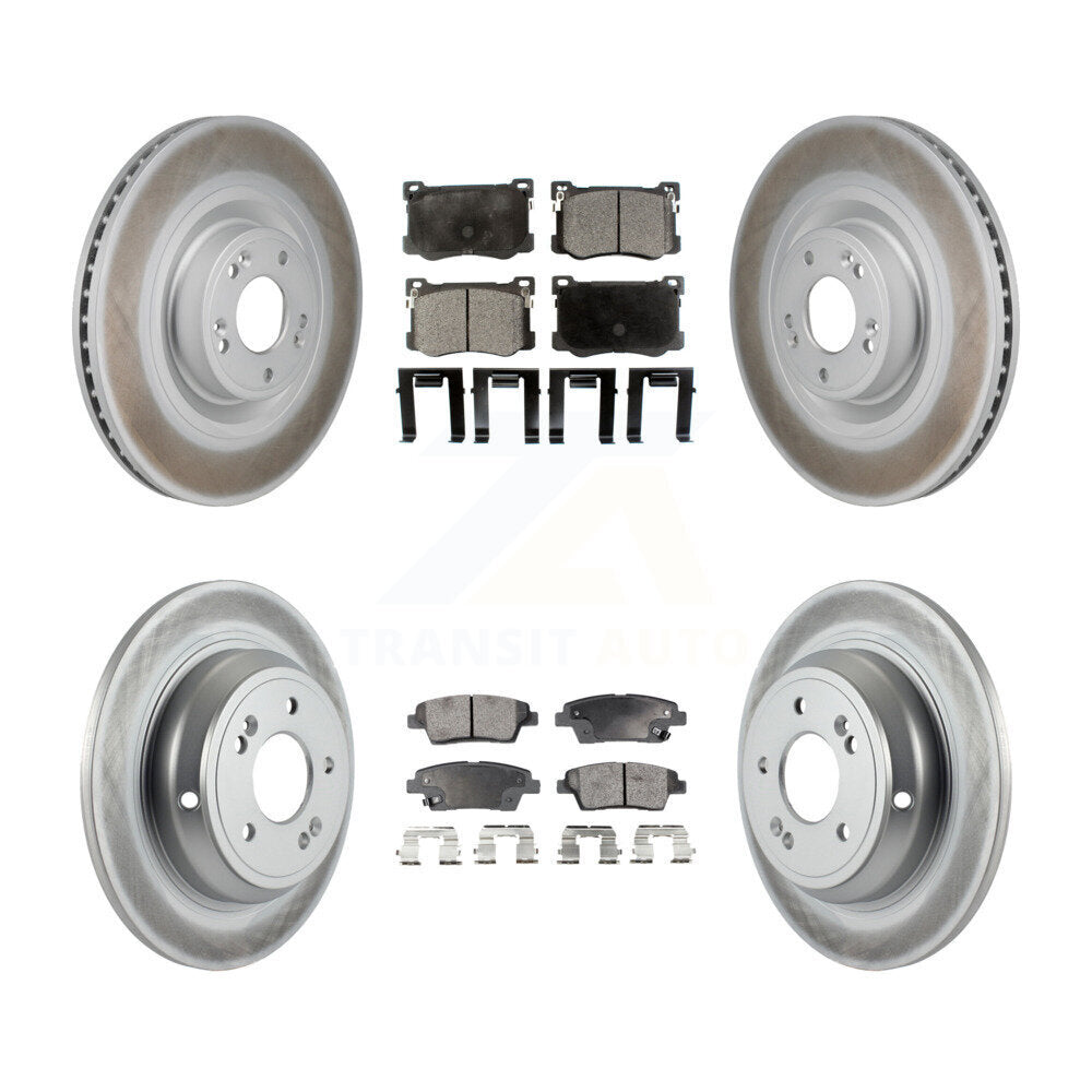 Front Rear Coated Disc Brake Rotor And Semi-Metallic Pad Kit For Hyundai Genesis G80 5.0L KGF-103095