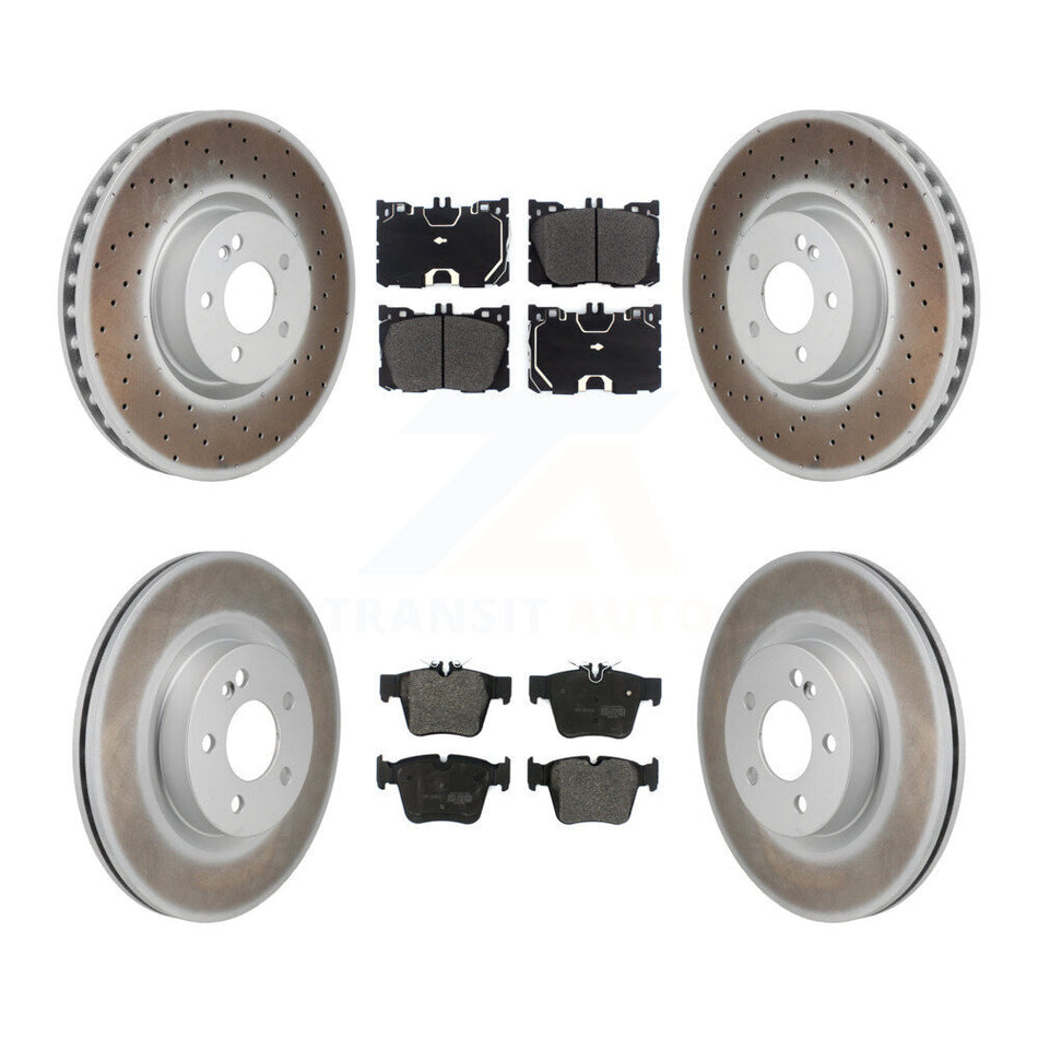 Front Rear Coated Brake Rotors Semi-Metallic Pad Kit For Mercedes-Benz C43 AMG GLC43 C450 KGF-103100