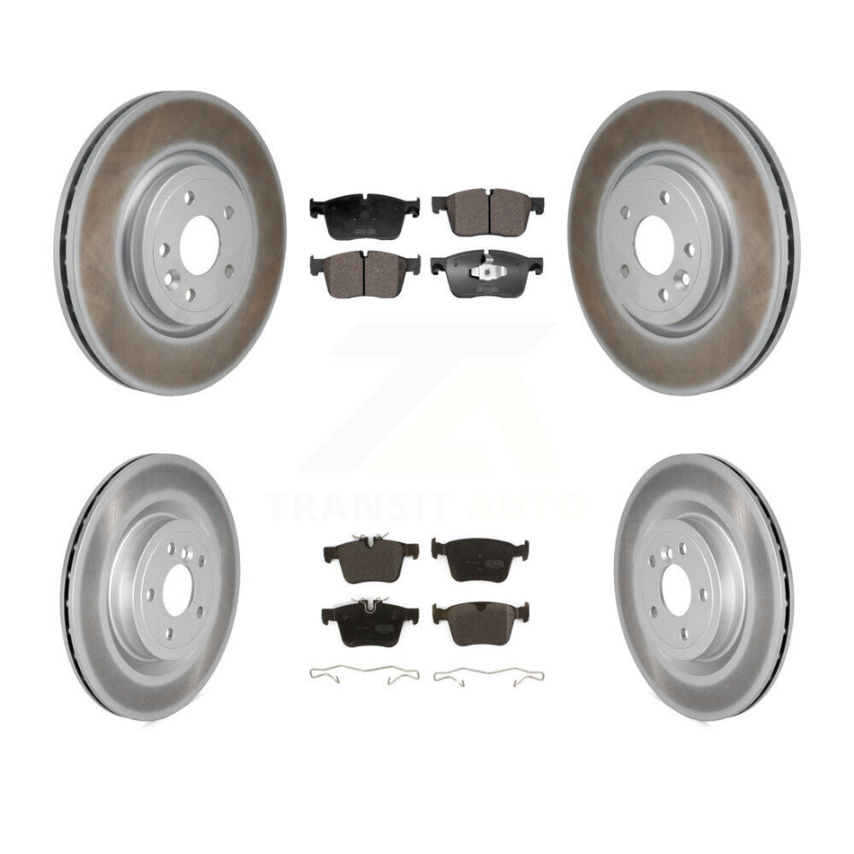 Front Rear Coated Disc Brake Rotors And Semi-Metallic Pads Kit For Jaguar XF KGF-103103