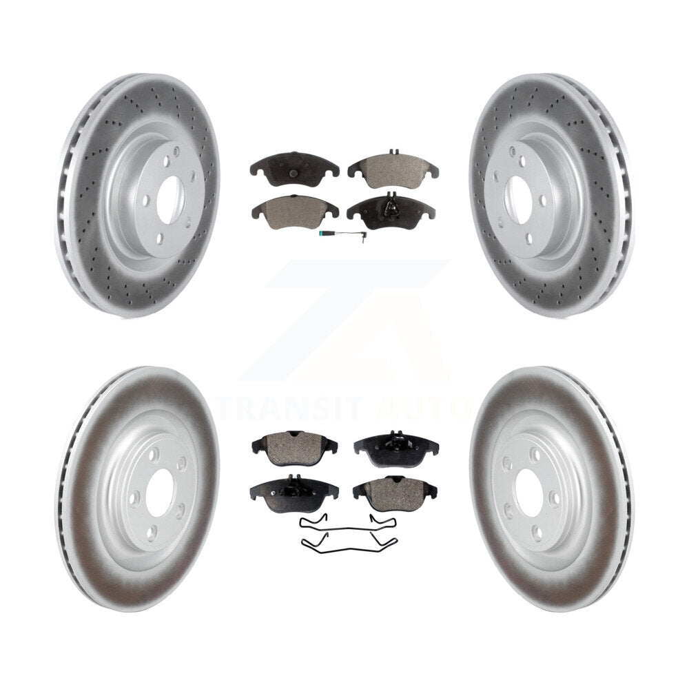 Front Rear Coated Disc Brake Rotors And Semi-Metallic Pads Kit For Mercedes-Benz E400 KGF-103108