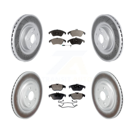 Front Rear Coated Disc Brake Rotors And Semi-Metallic Pads Kit For Mercedes-Benz E400 KGF-103108
