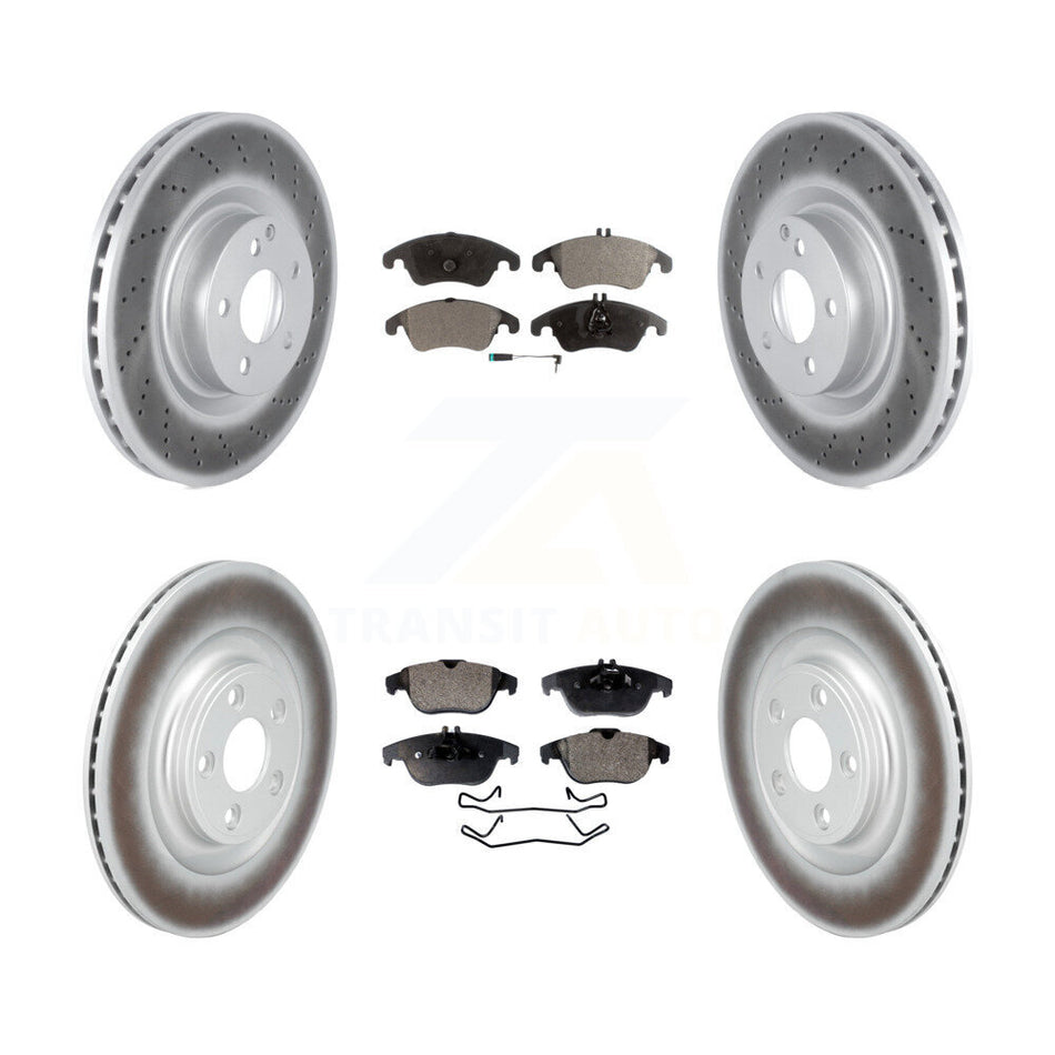 Front Rear Coated Disc Brake Rotors And Semi-Metallic Pads Kit For Mercedes-Benz E400 KGF-103108