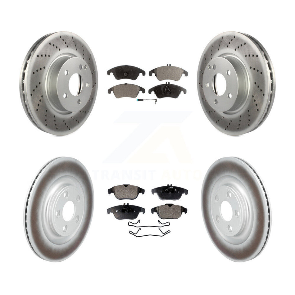 Front Rear Coated Disc Brake Rotors And Semi-Metallic Pads Kit For Mercedes-Benz E400 KGF-103110