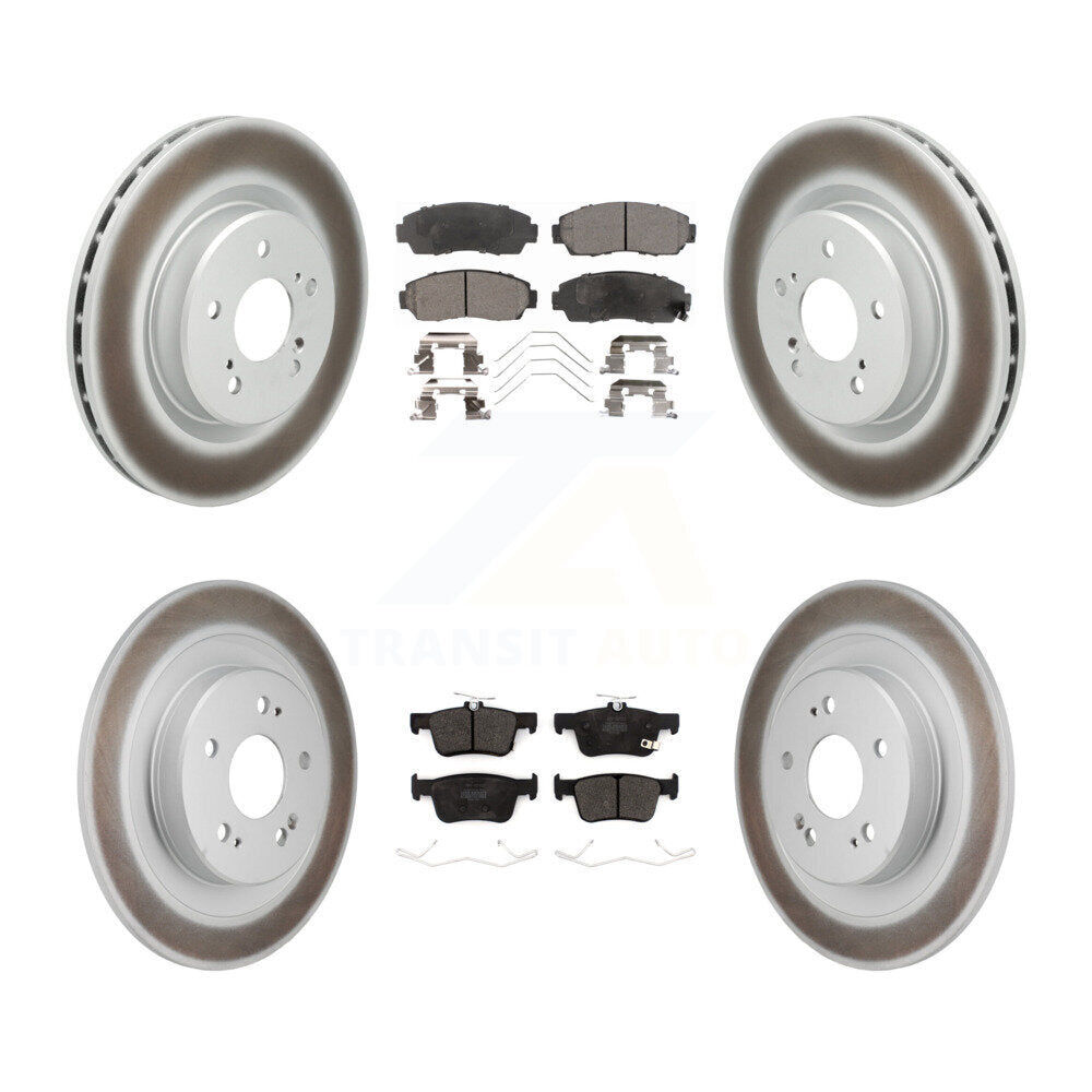 Front Rear Coated Disc Brake Rotor And Semi-Metallic Pad Kit For 2021-2023 Acura TLX 2.0L KGF-103118