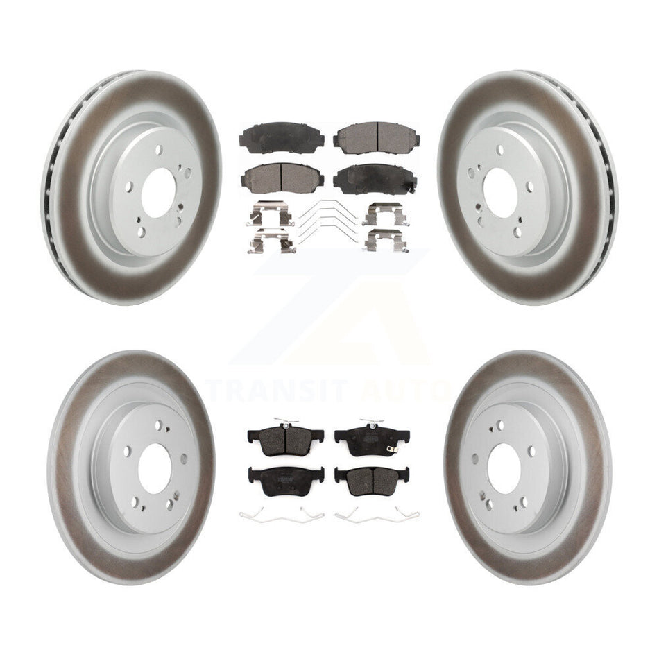 Front Rear Coated Disc Brake Rotor And Semi-Metallic Pad Kit For 2021-2023 Acura TLX 2.0L KGF-103118