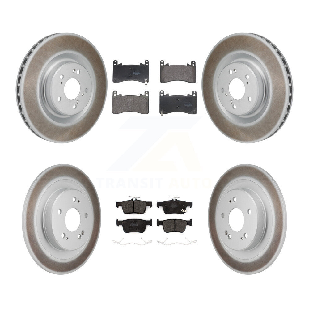 Front Rear Coated Disc Brake Rotor And Semi-Metallic Pad Kit For 2021-2023 Acura TLX 3.0L KGF-103119