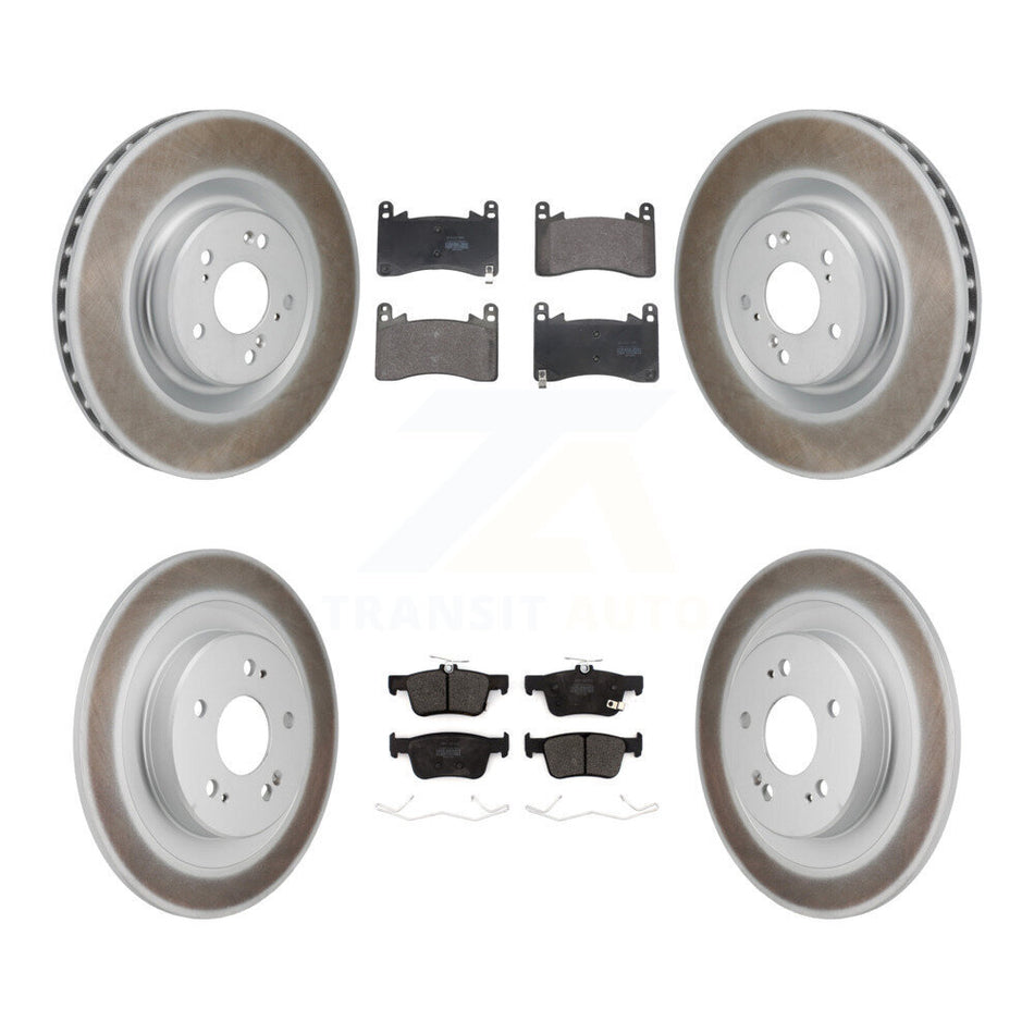Front Rear Coated Disc Brake Rotor And Semi-Metallic Pad Kit For 2021-2023 Acura TLX 3.0L KGF-103119