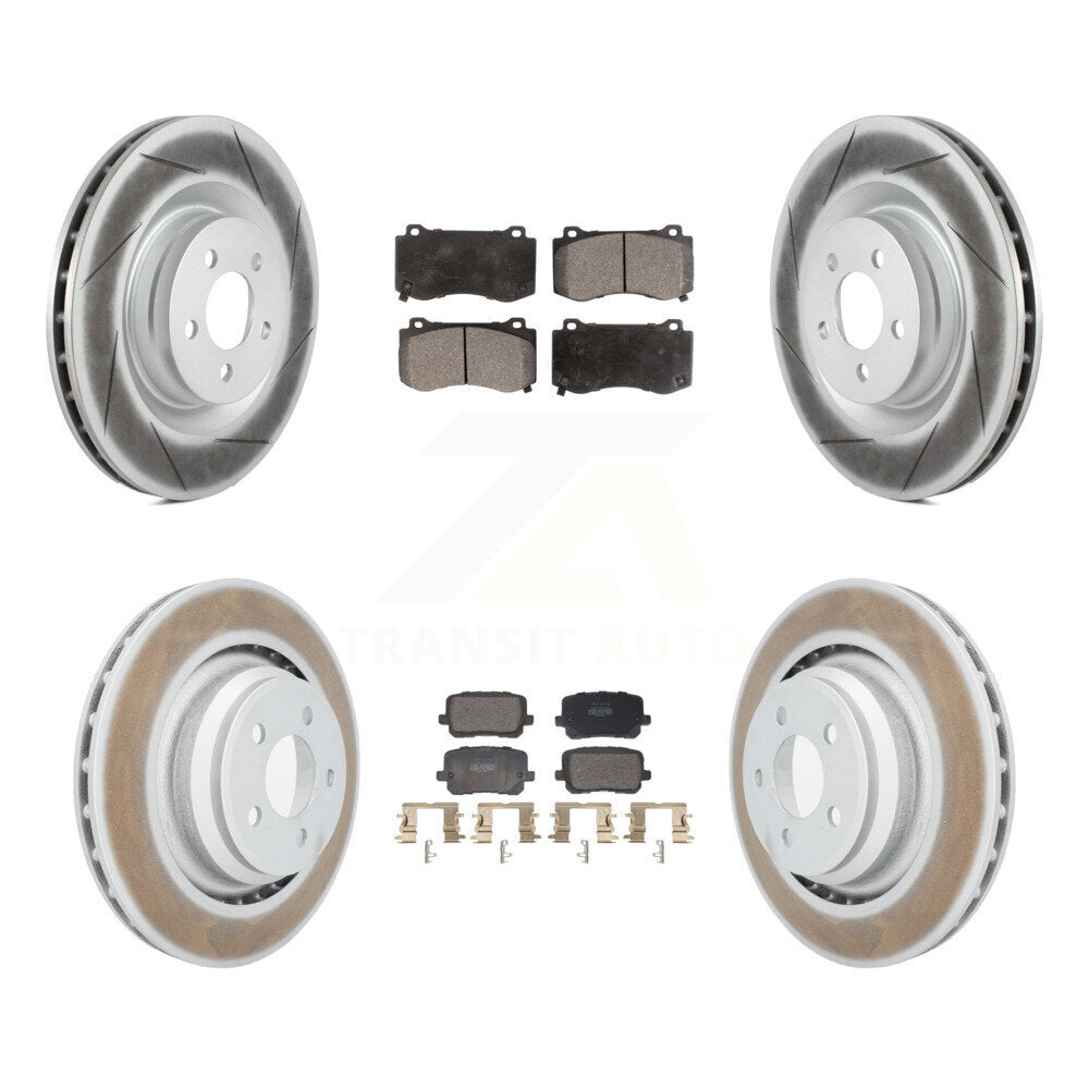 Front Rear Coated Disc Brake Rotors And Semi-Metallic Pads Kit For Dodge Charger KGF-103123
