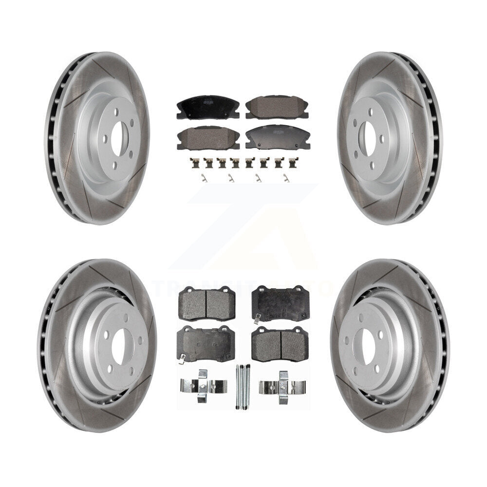 Front Rear Coated Disc Brake Rotors And Semi-Metallic Pads Kit For Dodge Charger KGF-103128