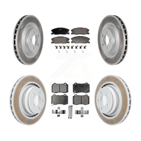 Front Rear Coated Disc Brake Rotors And Semi-Metallic Pads Kit For Dodge Charger KGF-103129