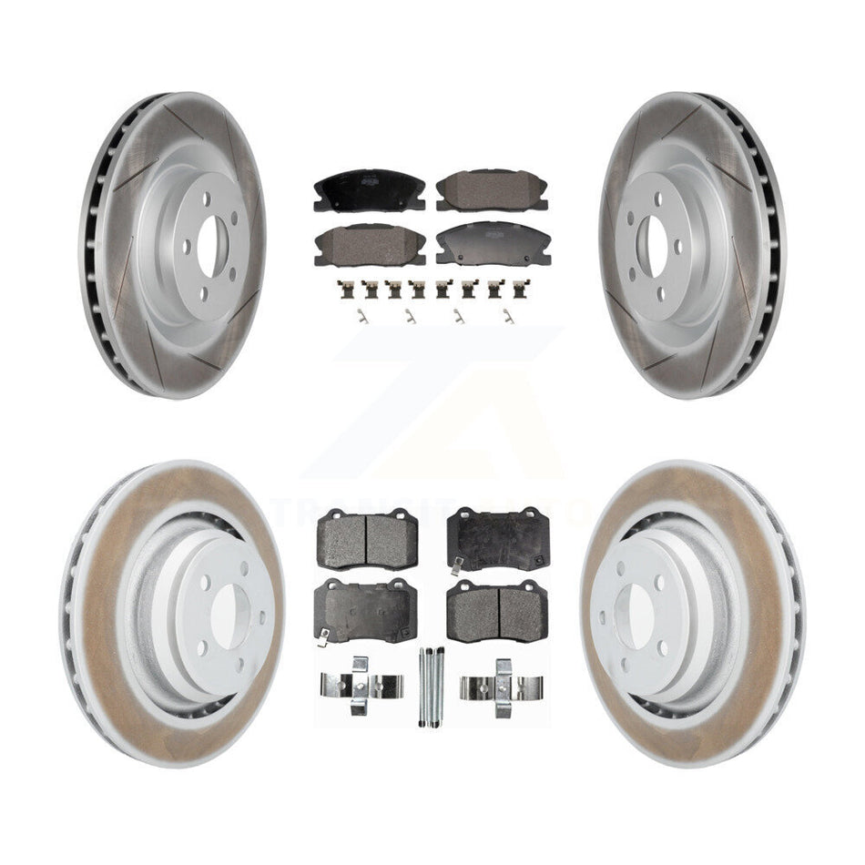 Front Rear Coated Disc Brake Rotors And Semi-Metallic Pads Kit For Dodge Charger KGF-103129