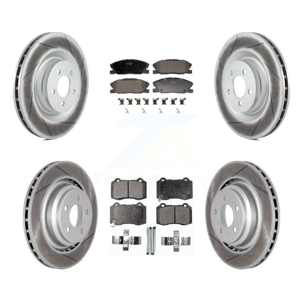Front Rear Coated Disc Brake Rotors And Semi-Metallic Pads Kit For Dodge Charger KGF-103130