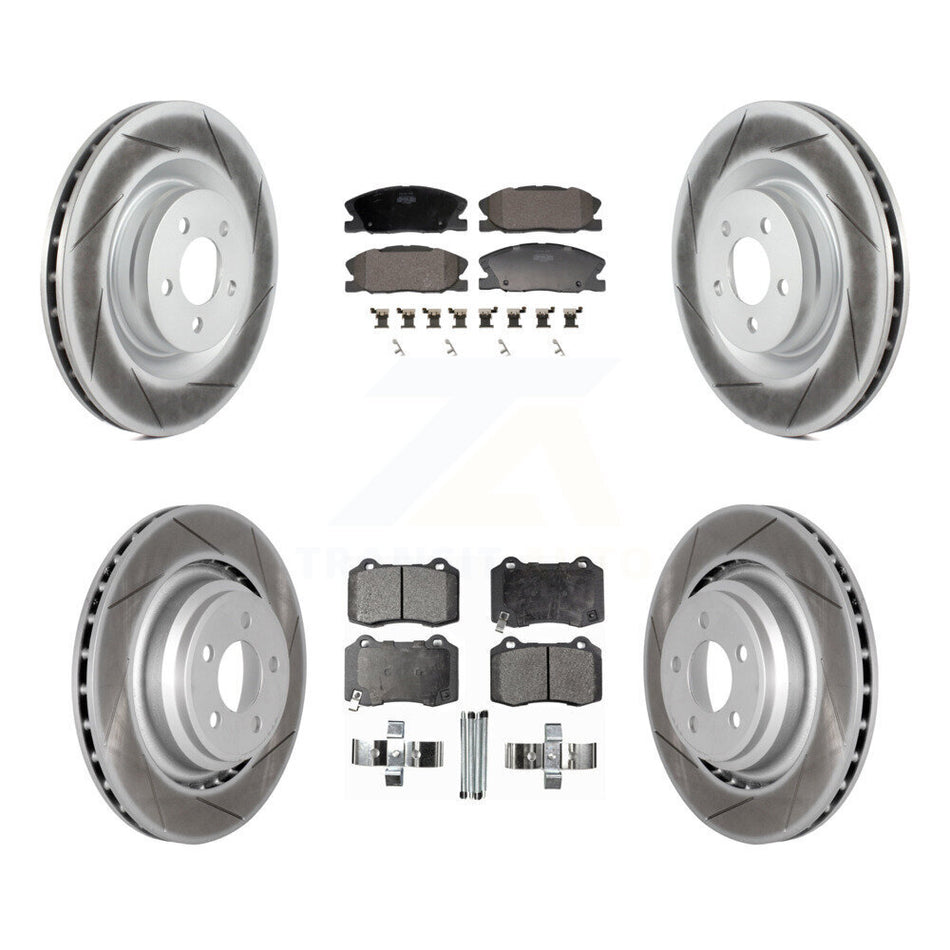 Front Rear Coated Disc Brake Rotors And Semi-Metallic Pads Kit For Dodge Charger KGF-103130