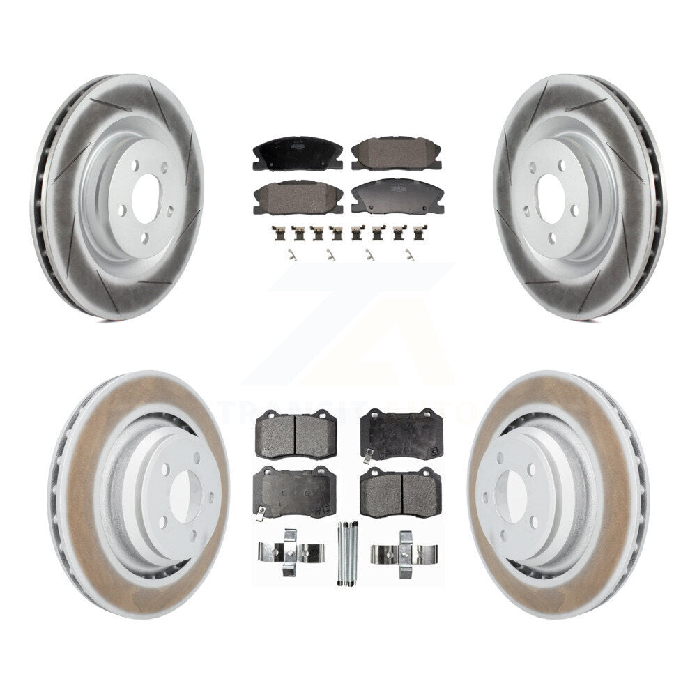 Front Rear Coated Disc Brake Rotors And Semi-Metallic Pads Kit For Dodge Charger KGF-103131