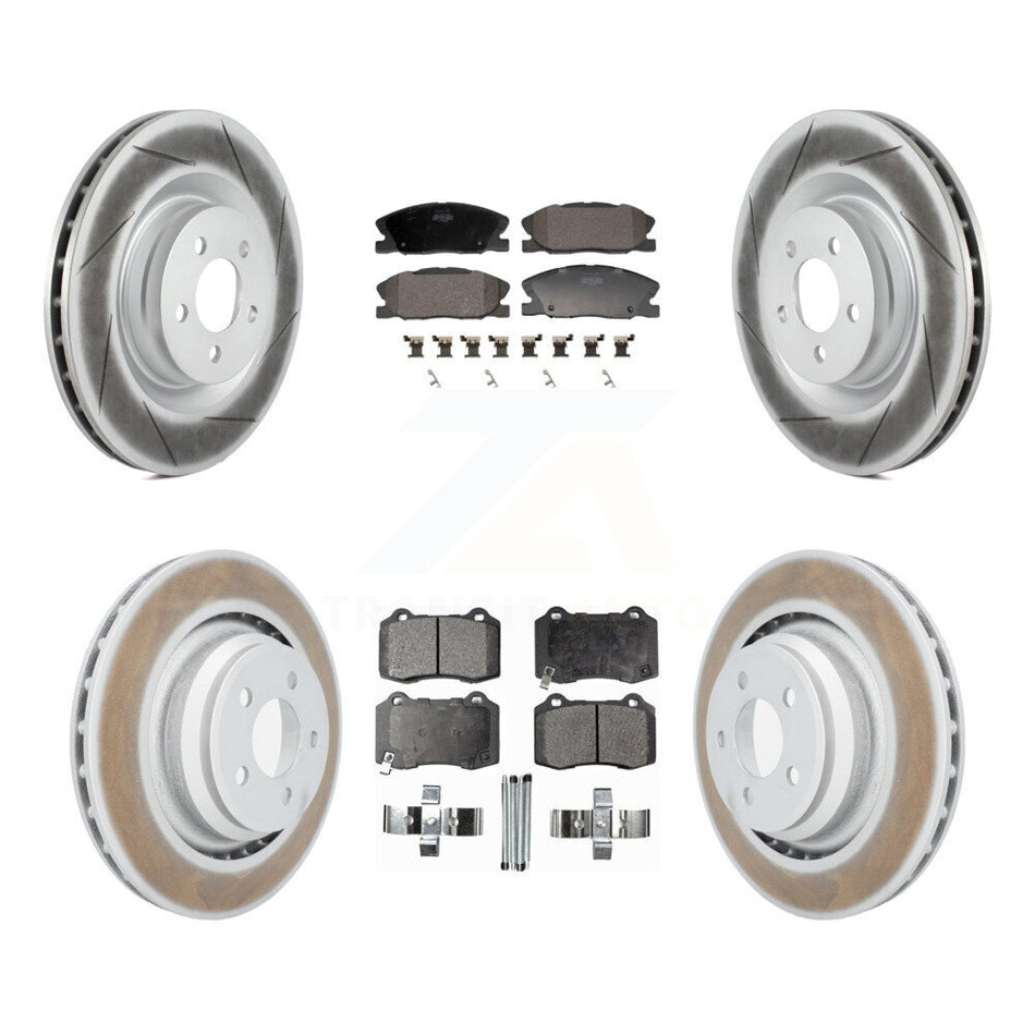 Front Rear Coated Disc Brake Rotors And Semi-Metallic Pads Kit For Dodge Charger KGF-103131