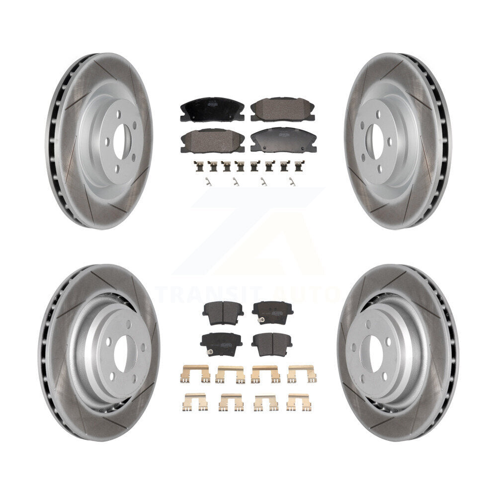Front Rear Coated Disc Brake Rotors And Semi-Metallic Pads Kit For Dodge Charger KGF-103132