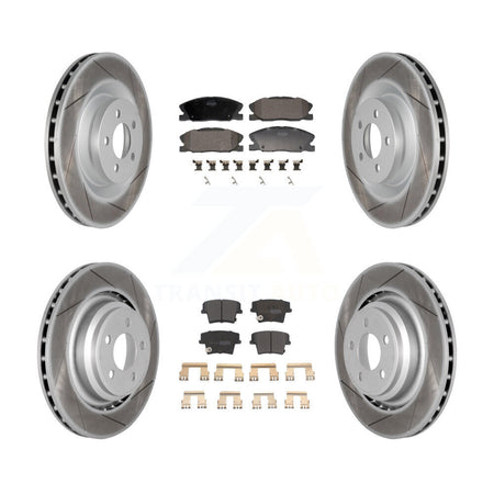 Front Rear Coated Disc Brake Rotors And Semi-Metallic Pads Kit For Dodge Charger KGF-103132