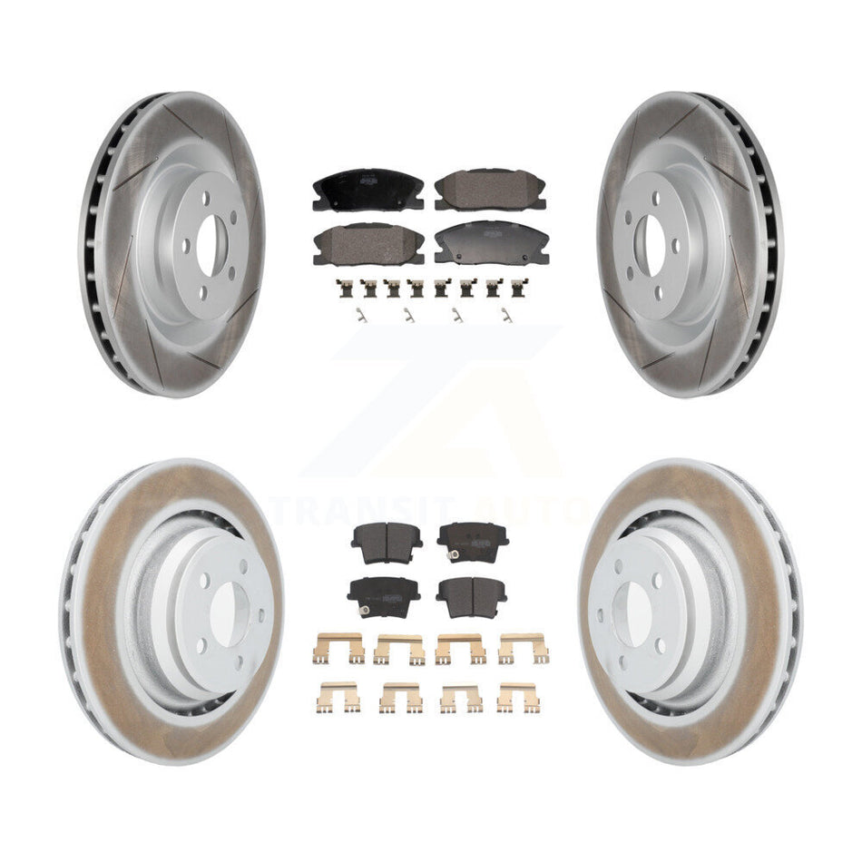 Front Rear Coated Disc Brake Rotors And Semi-Metallic Pads Kit For Dodge Charger KGF-103133
