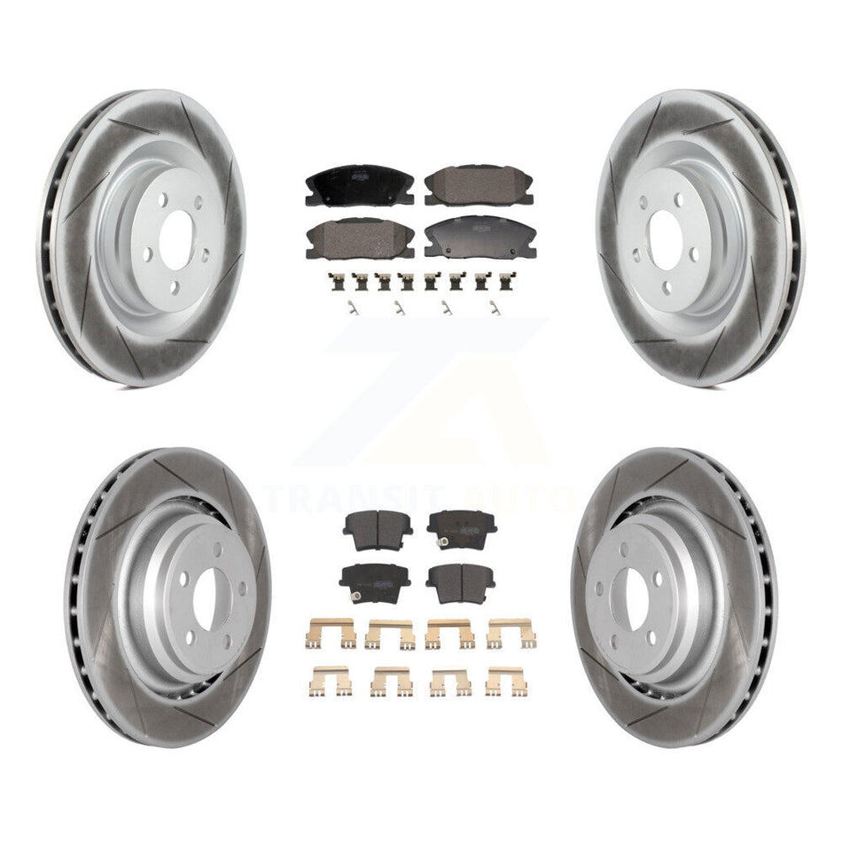 Front Rear Coated Disc Brake Rotors And Semi-Metallic Pads Kit For Dodge Charger KGF-103134