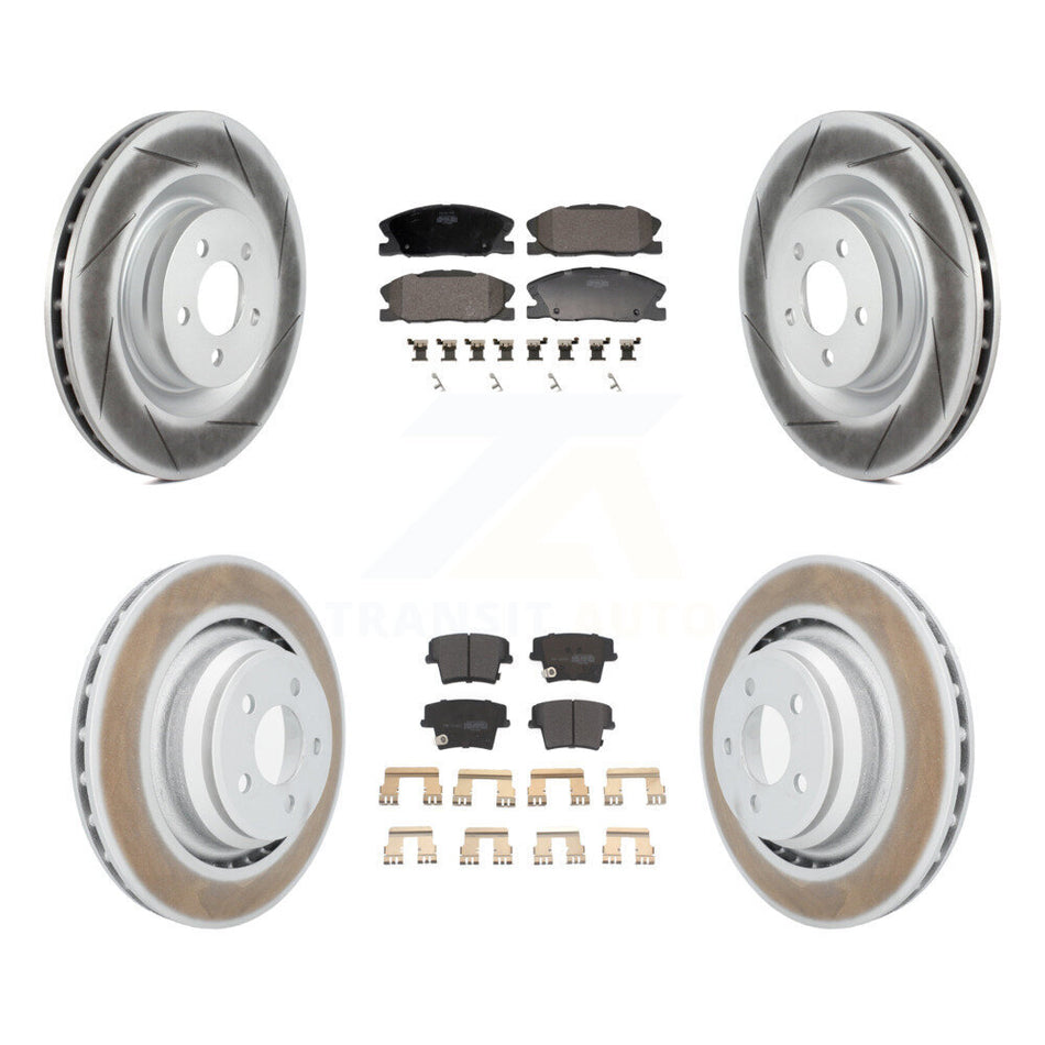 Front Rear Coated Disc Brake Rotors And Semi-Metallic Pads Kit For Dodge Charger KGF-103135