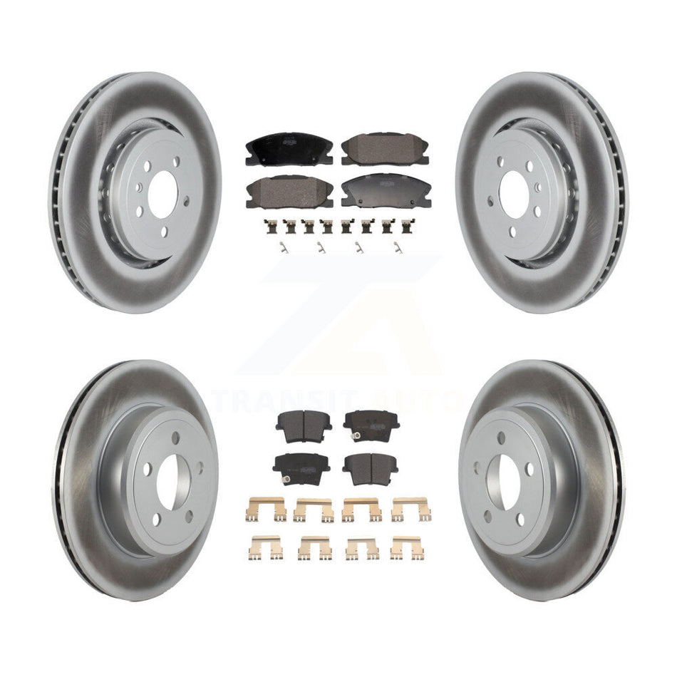 Front Rear Coated Brake Rotor Semi-Metallic Pad Kit For 17-18 Dodge Charger RWD with 5.7L KGF-103140