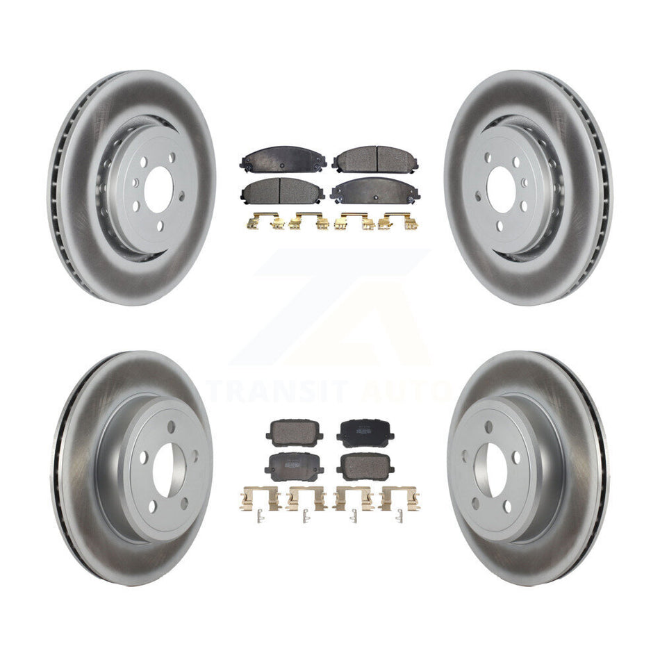 Front Rear Coated Brake Rotor Semi-Metallic Pad Kit For 17-18 Dodge Charger RWD with 5.7L KGF-103142