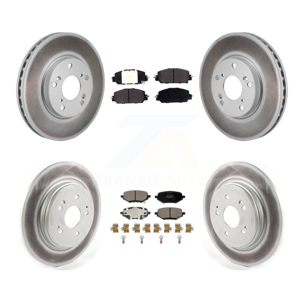 Front Rear Coated Disc Brake Rotors And Semi-Metallic Pad Kit For 2017-2021 Honda Clarity KGF-103145