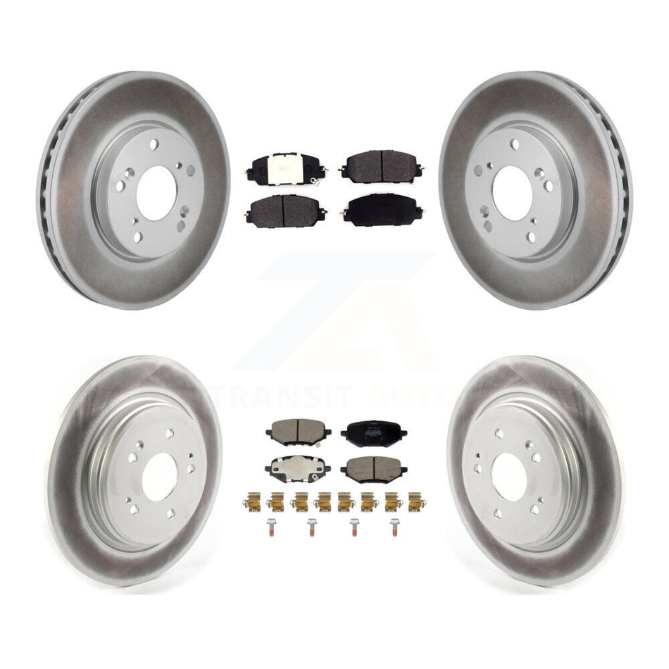 Front Rear Coated Disc Brake Rotors And Semi-Metallic Pad Kit For 2017-2021 Honda Clarity KGF-103145
