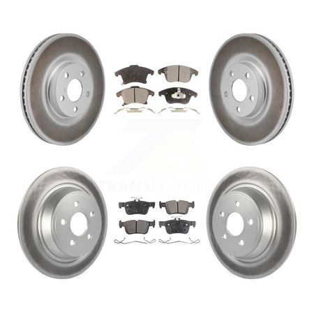 Front Rear Coated Disc Brake Rotor & Semi-Metallic Pad Kit For 2017-2020 Lincoln MKZ 2.0L KGF-103148