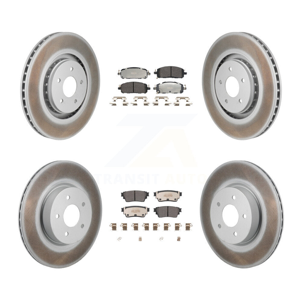 Front Rear Coated Brake Rotors Semi-Metallic Pad Kit For Mitsubishi Outlander Nissan QX60 KGF-103154