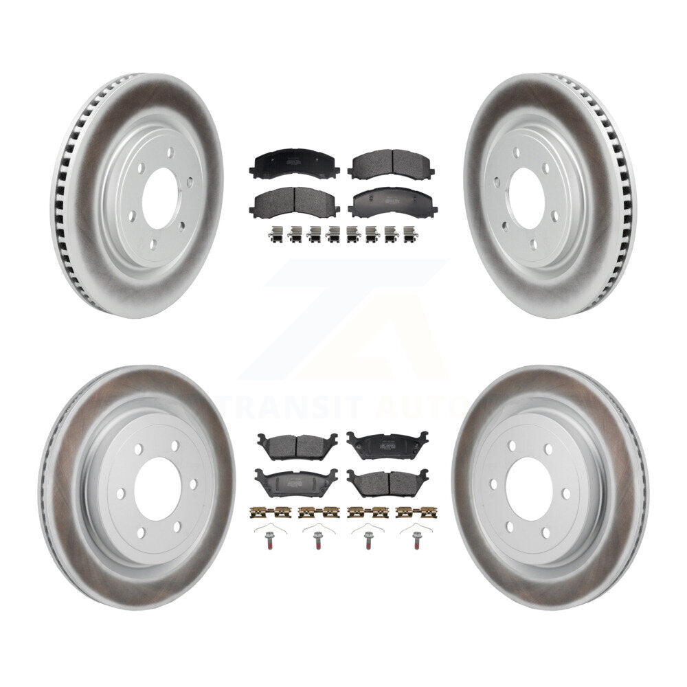 Front Rear Coated Disc Brake Rotors And Semi-Metallic Pads Kit For Ford F-150 Lightning KGF-103156