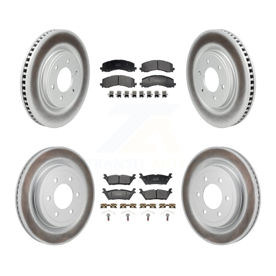 Front Rear Coated Disc Brake Rotors And Semi-Metallic Pads Kit For Ford F-150 Lightning KGF-103156