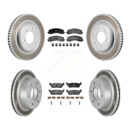 Front Rear Coated Disc Brake Rotor & Semi-Metallic Pad Kit For 2022-2023 Ford Bronco 3.0L KGF-103158