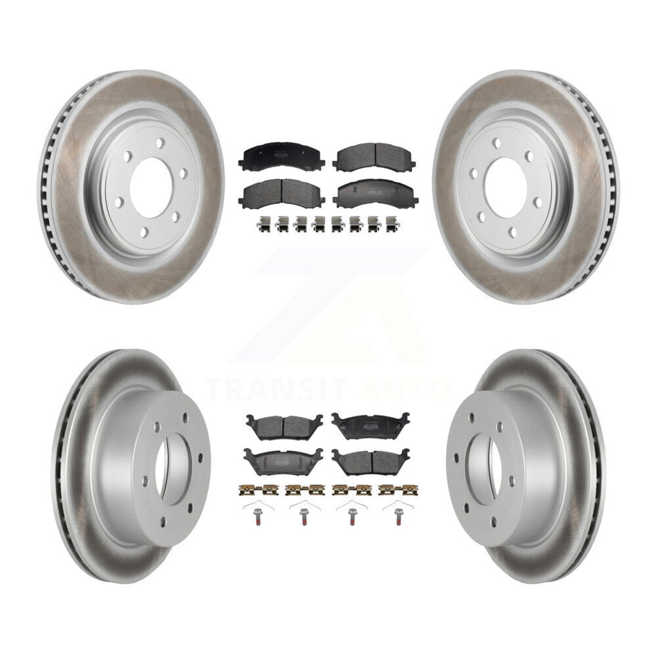 Front Rear Coated Disc Brake Rotor & Semi-Metallic Pad Kit For 2022-2023 Ford Bronco 3.0L KGF-103158