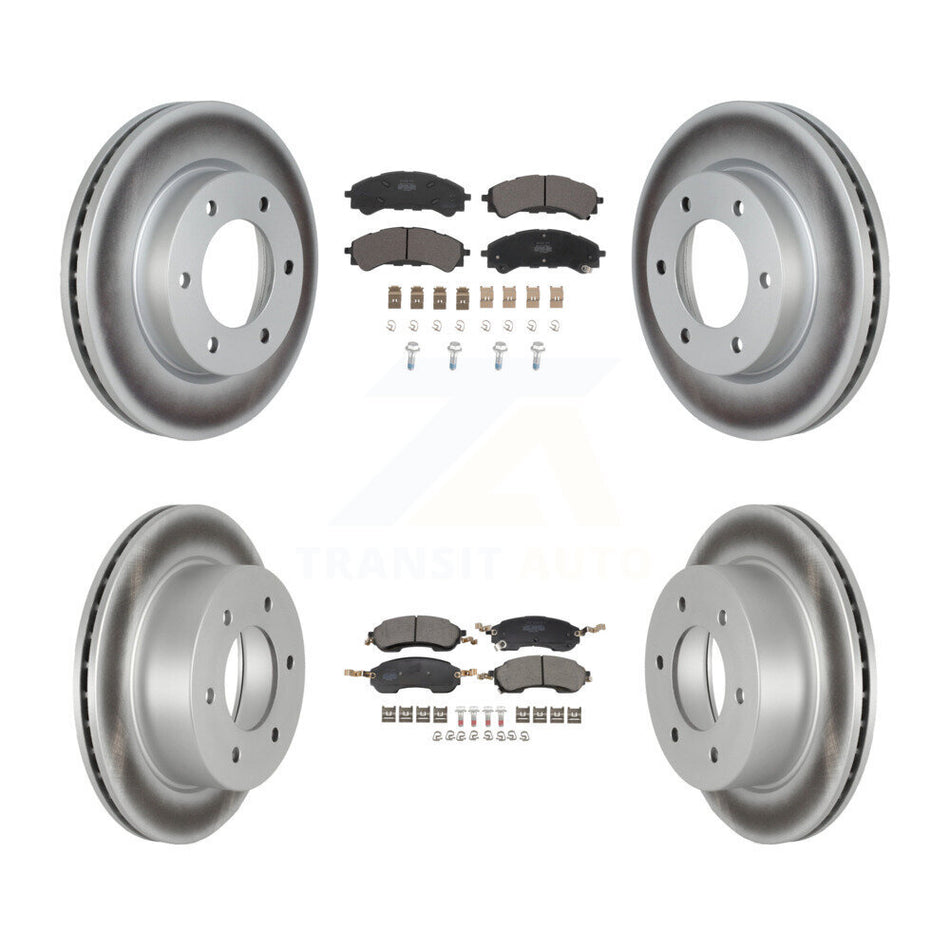 Front Rear Coated Disc Brake Rotors And Semi-Metallic Pads Kit For Ford Bronco KGF-103159