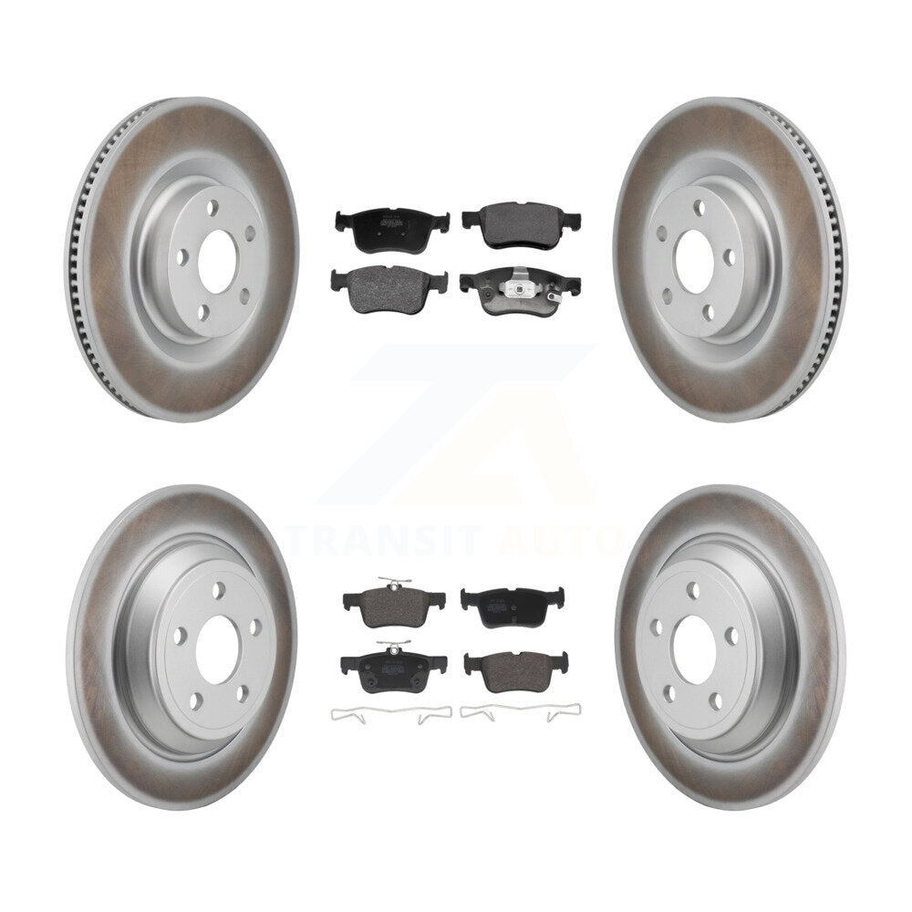 Front Rear Coated Disc Brake Rotors And Semi-Metallic Pad Kit For 2022-2023 Ford Maverick KGF-103172