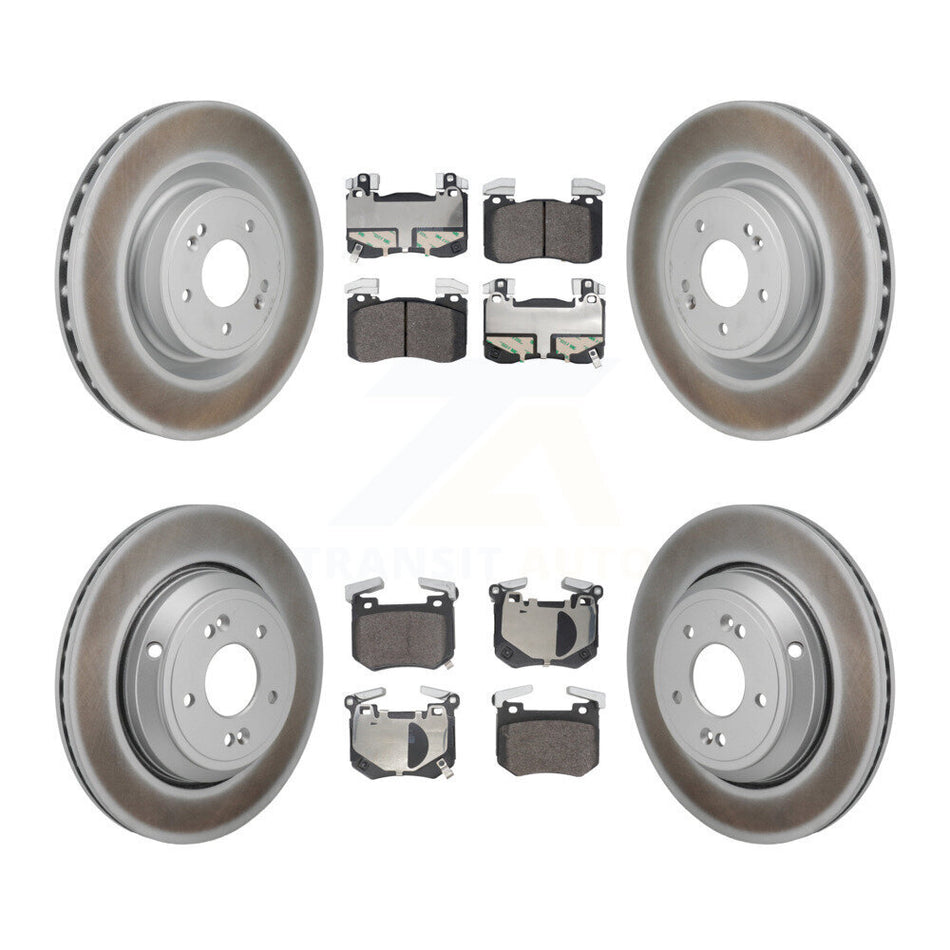 Front Rear Coated Disc Brake Rotors And Semi-Metallic Pads Kit For 2022 Genesis G70 3.3L KGF-103174