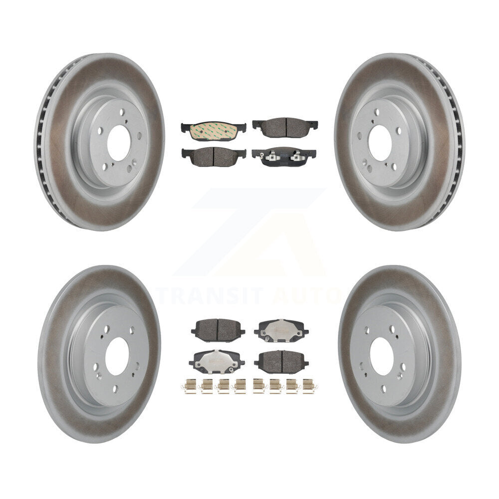 Front Rear Coated Disc Brake Rotor And Semi-Metallic Pad Kit For 2022-2023 Acura MDX 3.5L KGF-103187