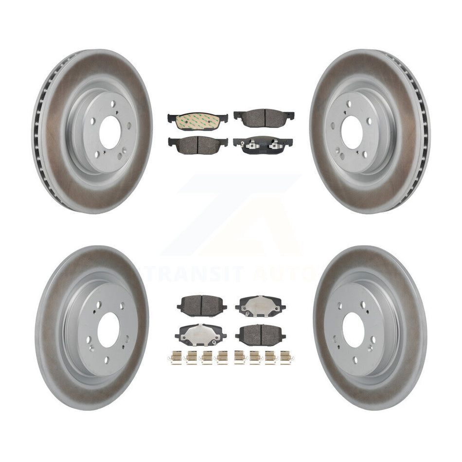 Front Rear Coated Disc Brake Rotor And Semi-Metallic Pad Kit For 2022-2023 Acura MDX 3.5L KGF-103187