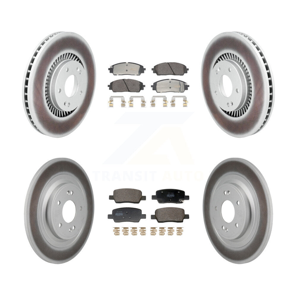 Front Rear Coated Disc Brake Rotors And Semi-Metallic Pads Kit For 2022-2024 Kia Carnival KGF-103188