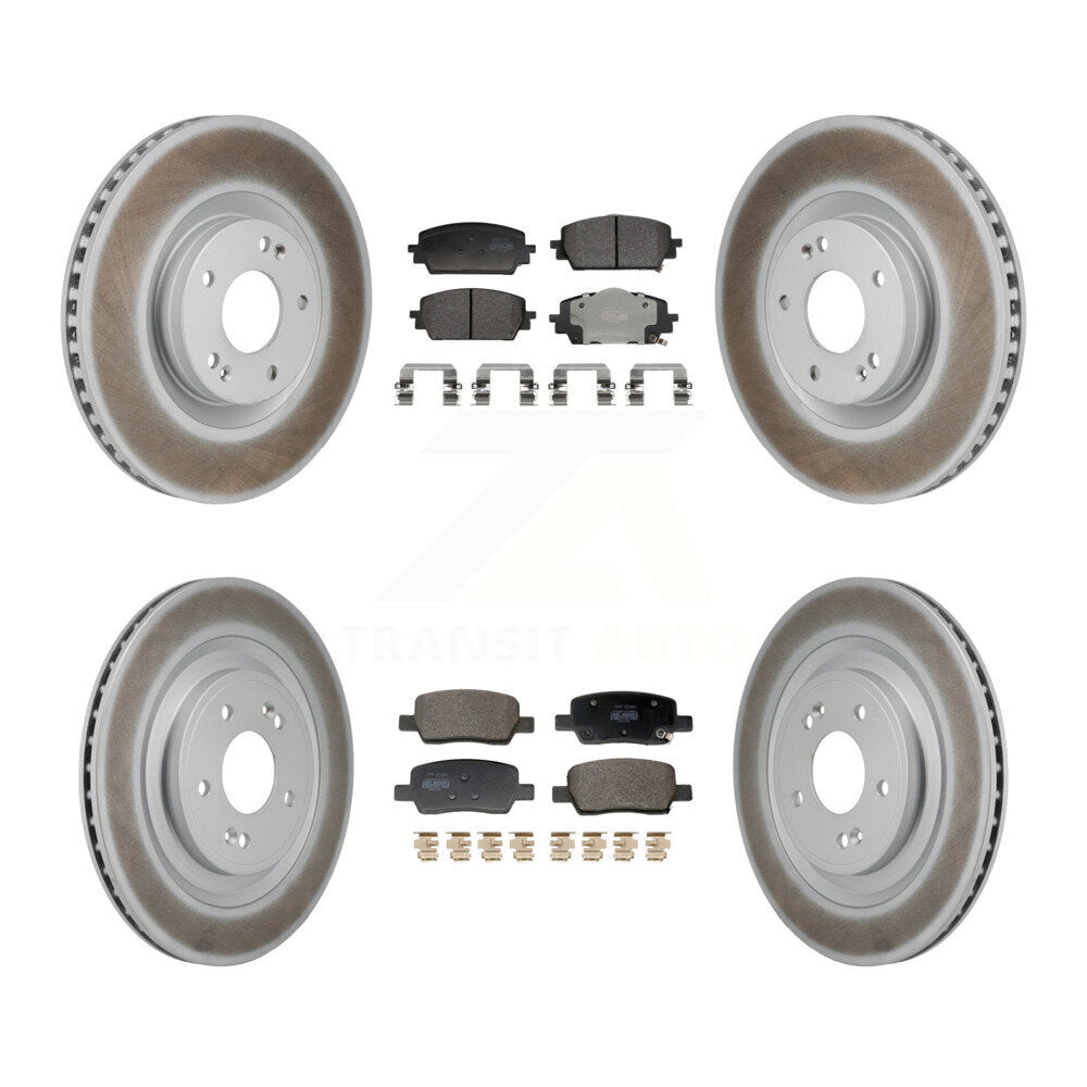 Front Rear Coated Disc Brake Rotor Semi-Metallic Pad Kit For Hyundai Santa Fe Kia Sorento KGF-103189