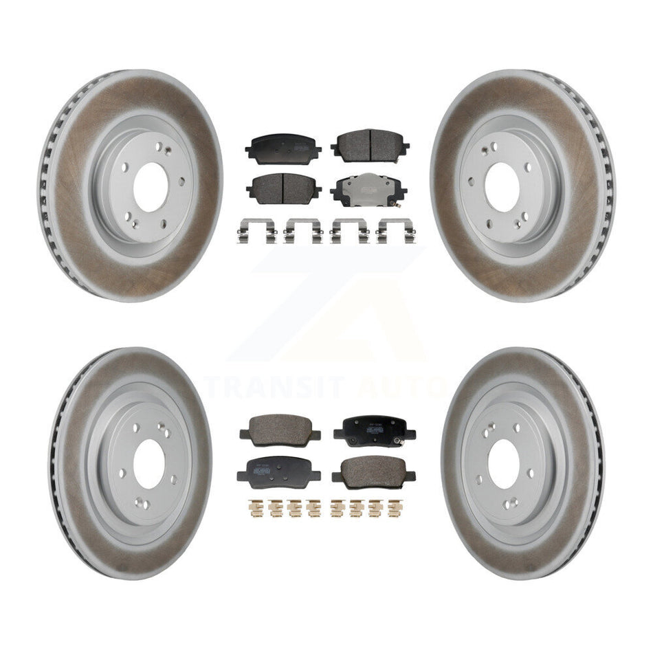 Front Rear Coated Disc Brake Rotor Semi-Metallic Pad Kit For Hyundai Santa Fe Kia Sorento KGF-103189