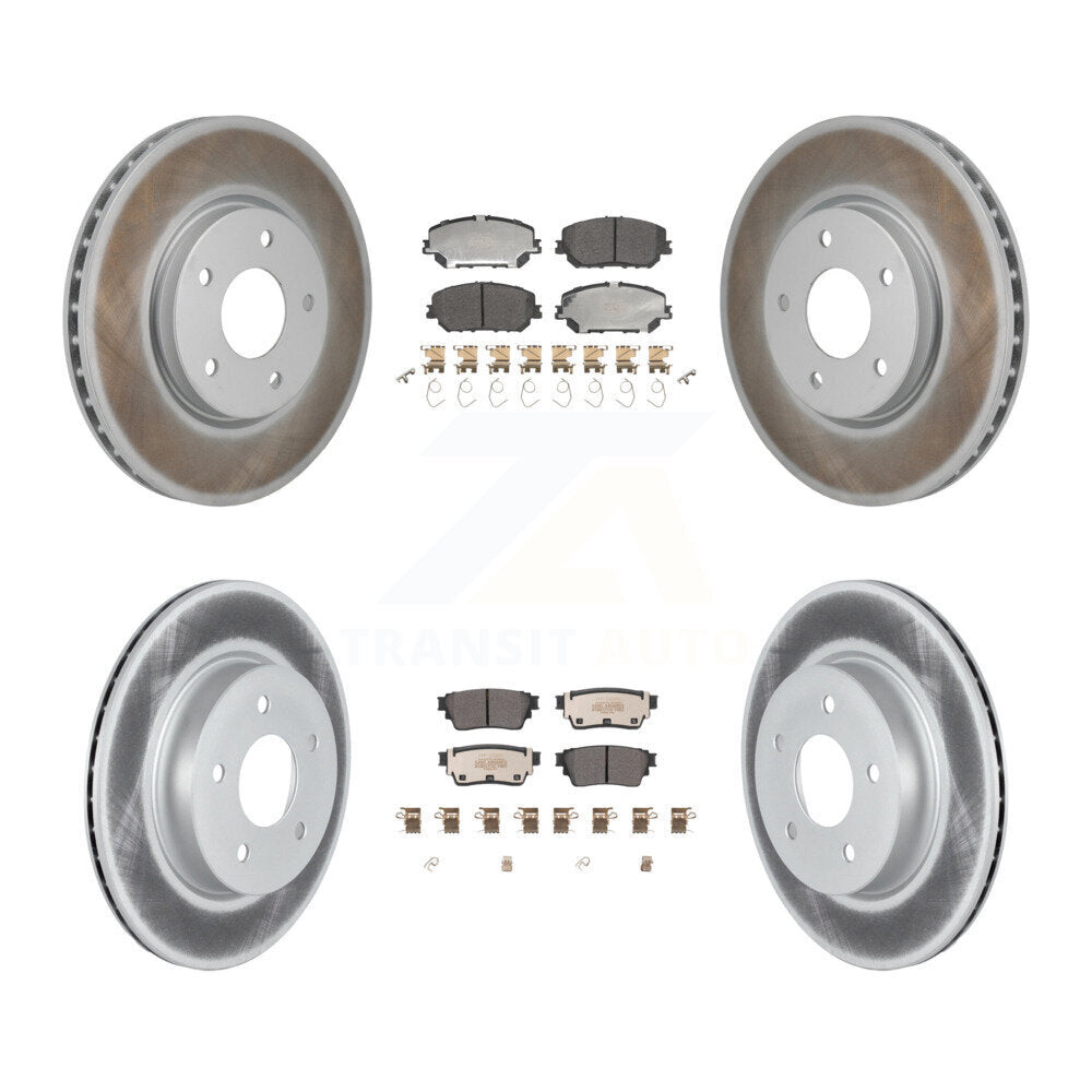 Front Rear Coated Disc Brake Rotors And Semi-Metallic Pads Kit For Nissan Rogue KGF-103192