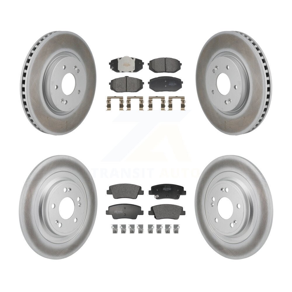 Front Rear Coated Disc Brake Rotors & Semi-Metallic Pad Kit For Hyundai Ioniq 5 Kia EV6 6 KGF-103196
