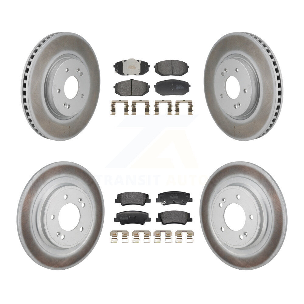 Front Rear Coated Disc Brake Rotors Semi-Metallic Pad Kit For Hyundai Tucson Kia Sportage KGF-103197