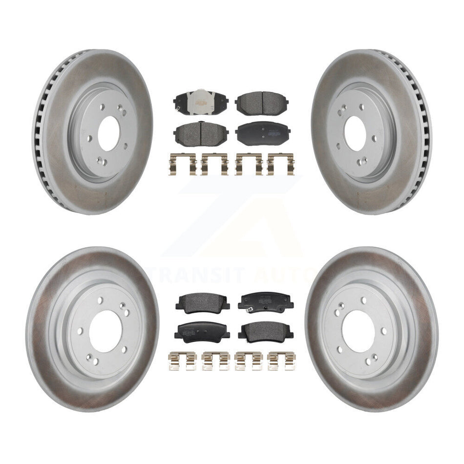 Front Rear Coated Disc Brake Rotors Semi-Metallic Pad Kit For Hyundai Tucson Kia Sportage KGF-103197