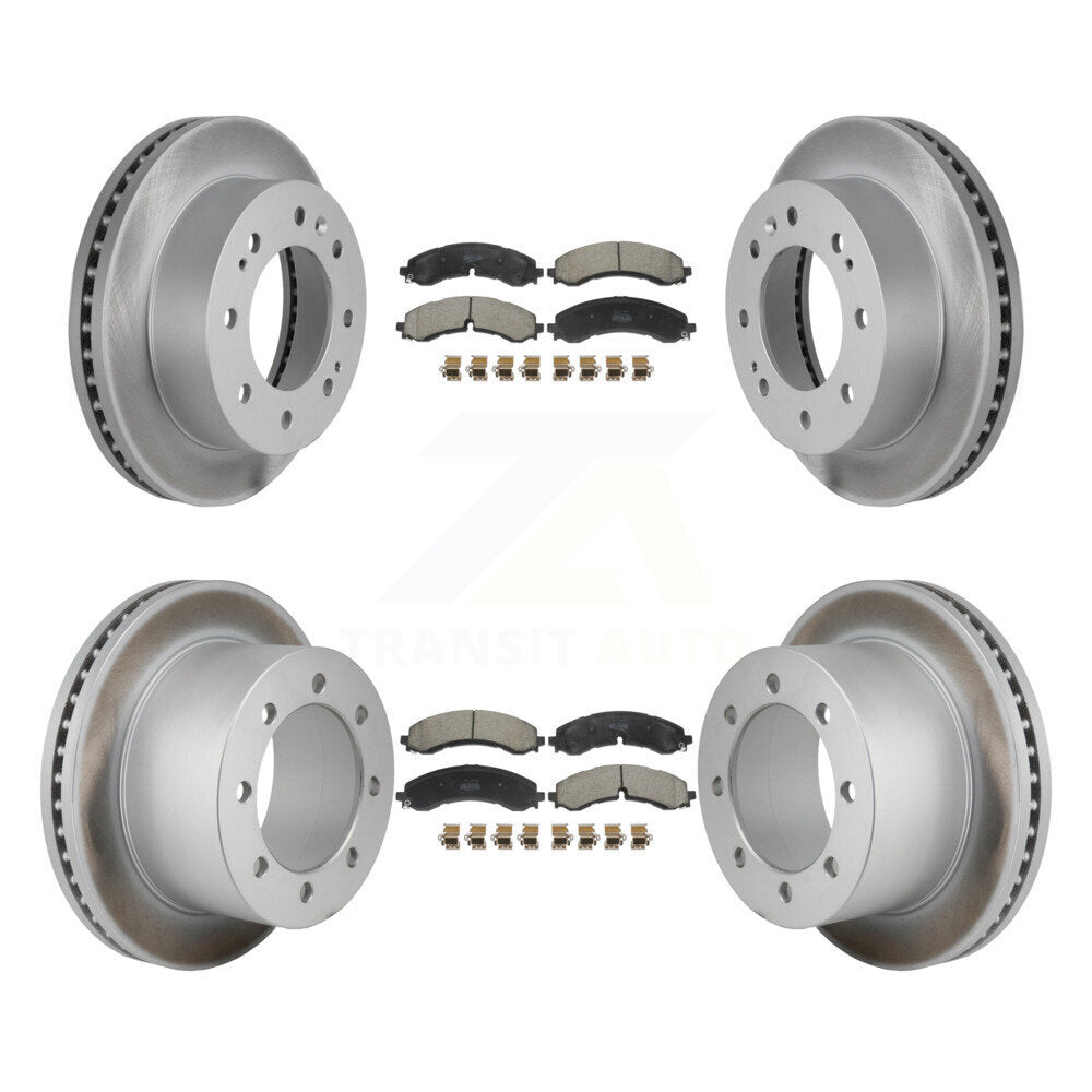 Front Rear Coated Disc Brake Rotor Semi-Metallic Pad Kit For GMC Sierra 3500 HD Chevrolet KGF-103198