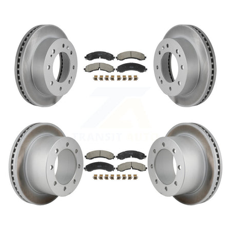 Front Rear Coated Disc Brake Rotor Semi-Metallic Pad Kit For GMC Sierra 3500 HD Chevrolet KGF-103198