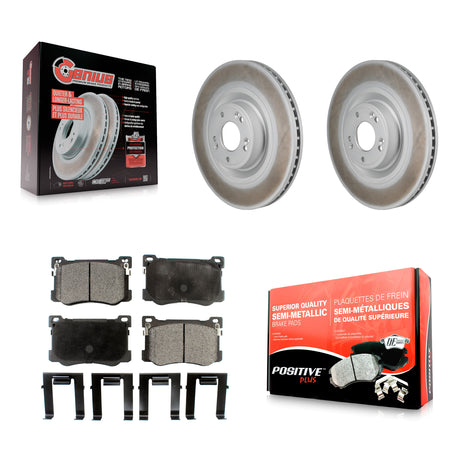 Front Coated Disc Brake Rotors And Semi-Metallic Pads Kit For Hyundai Genesis G80 5.0L KGF-103207
