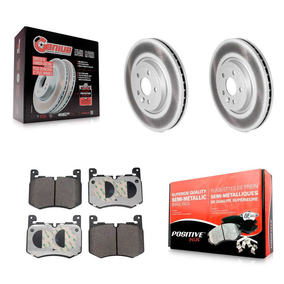 Front Coated Disc Brake Rotors And Semi-Metallic Pads Kit For Jaguar F-Pace KGF-103211